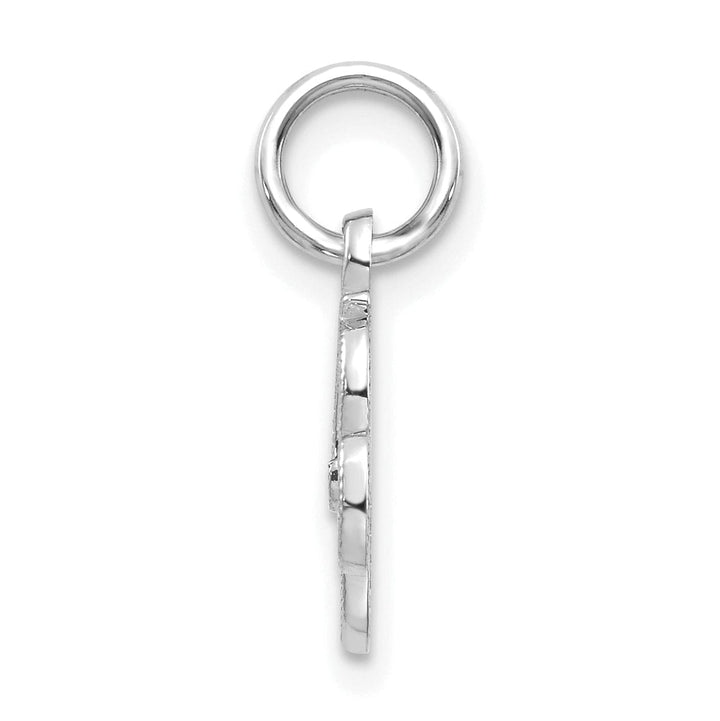14K White Gold Small Size Casted Script Design Letter R Initial Charm Pendant