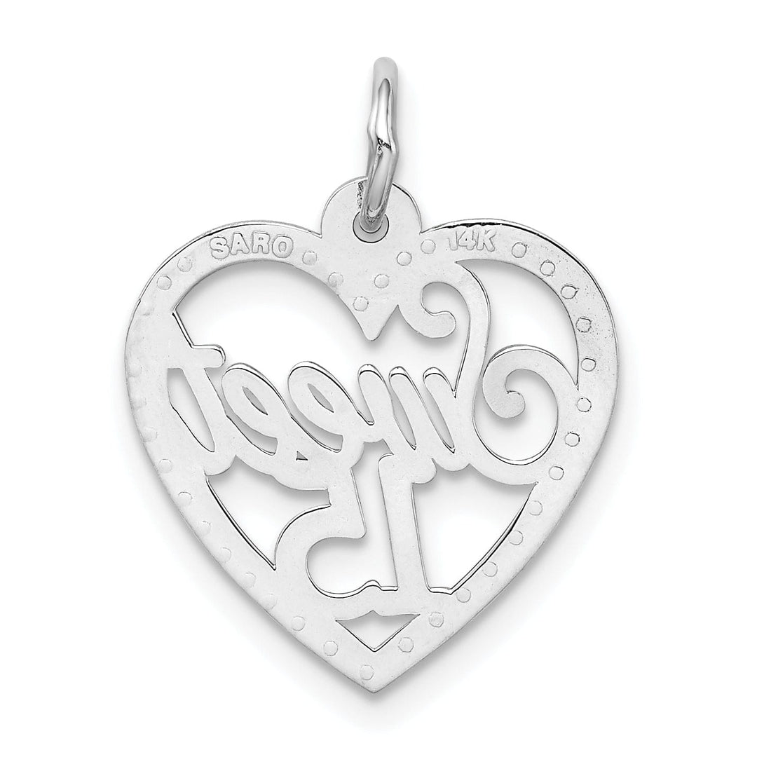 14k White Gold Sweet 15 Charm Pendant.