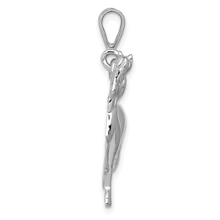 14k White Gold Open Back Polished Finish Horse Galloping Charm Pendant