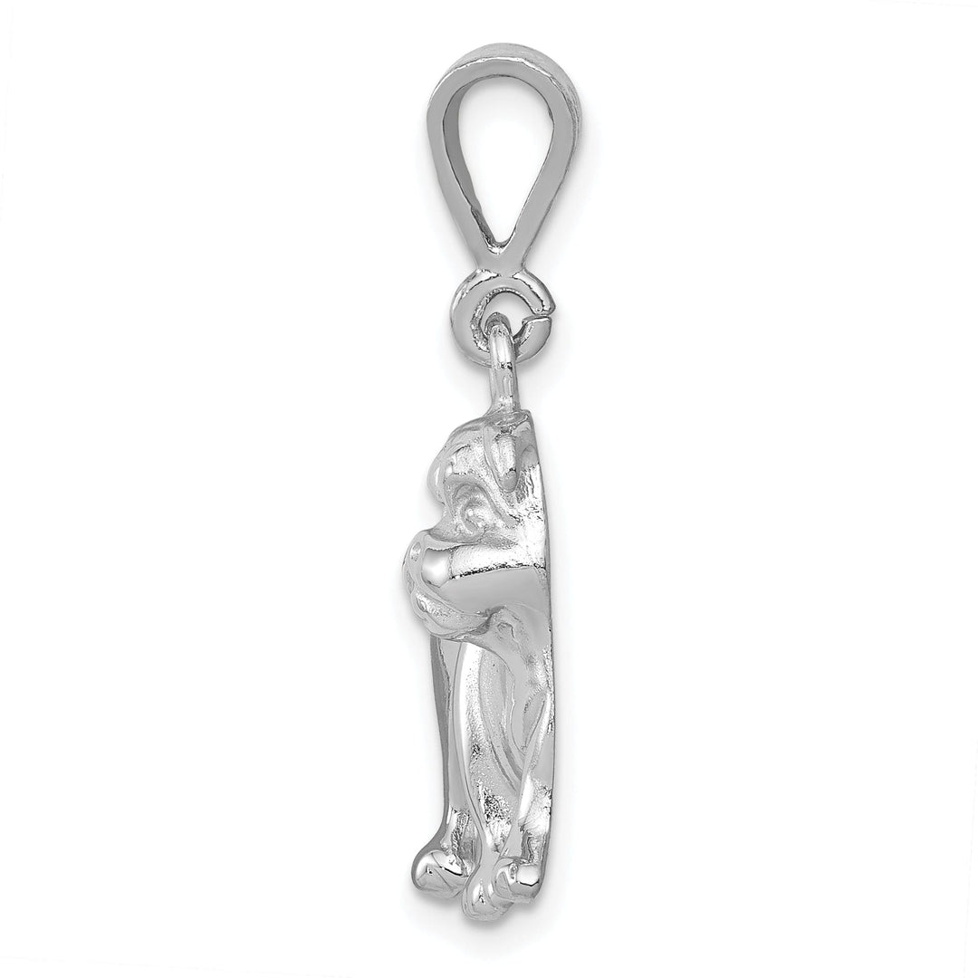 14k White Gold Open Back Polished Finish Mens Bull Dog Charm Pendant