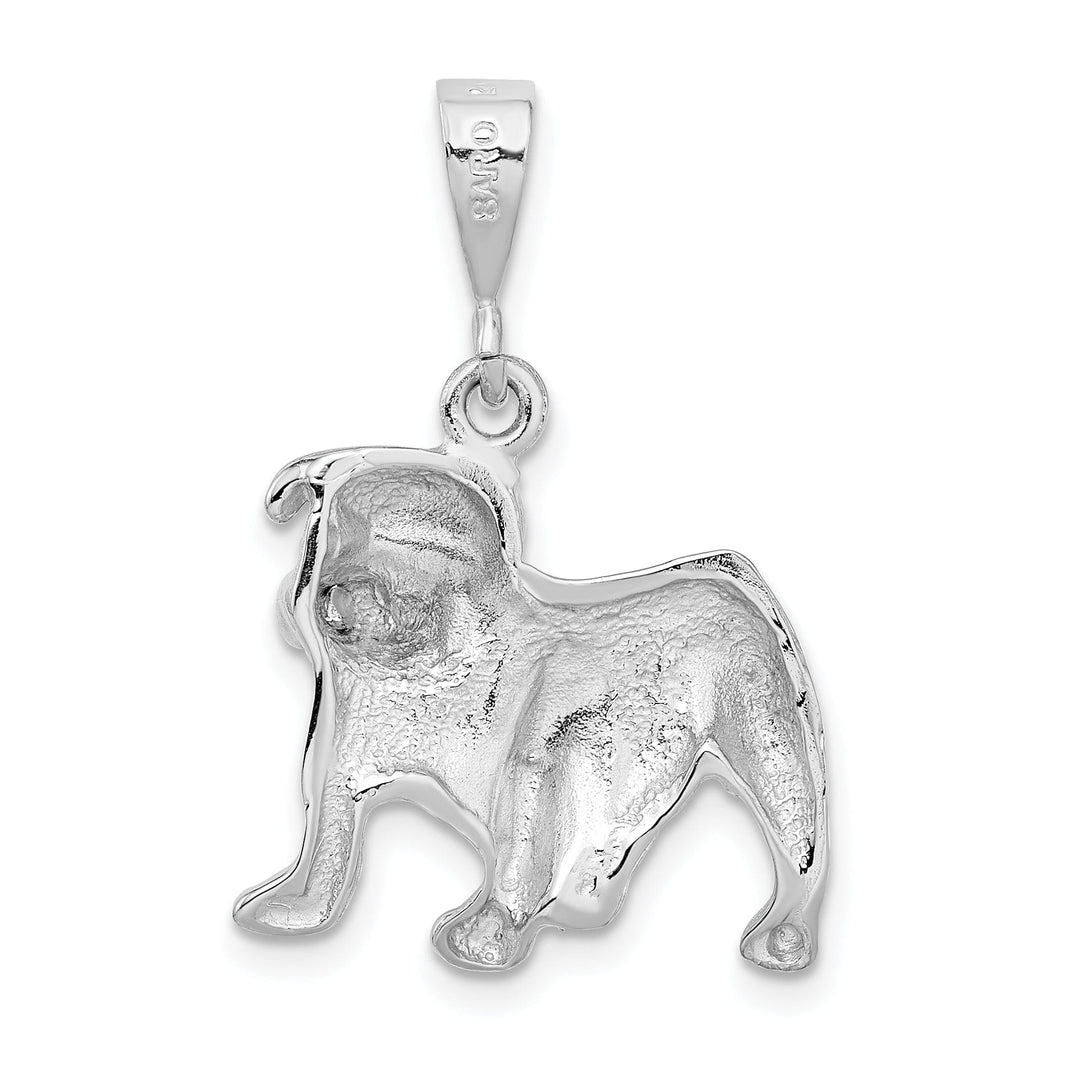 14k White Gold Open Back Polished Finish Mens Bull Dog Charm Pendant