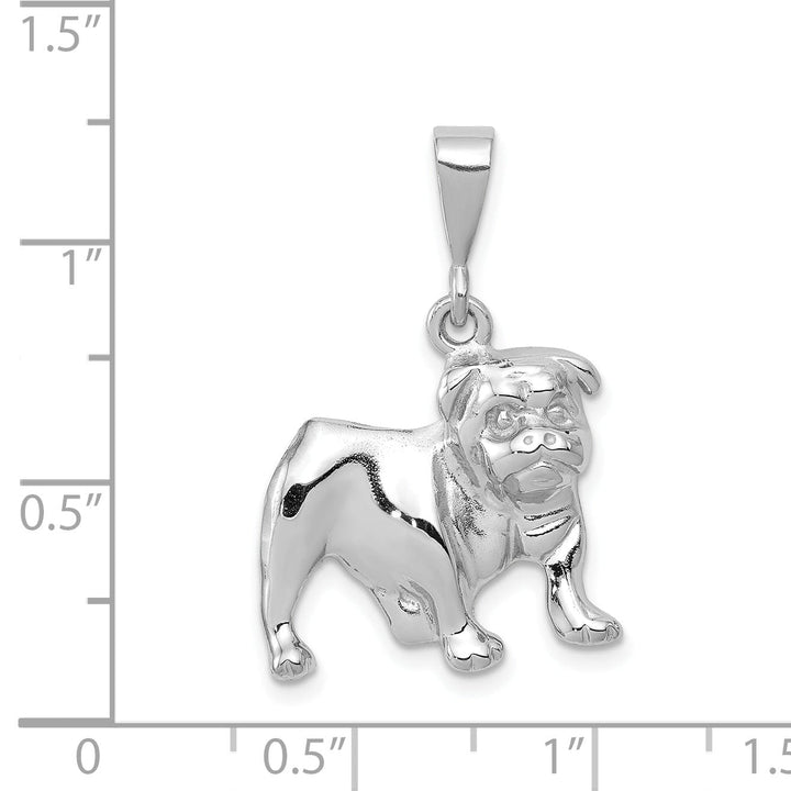 14k White Gold Open Back Polished Finish Mens Bull Dog Charm Pendant