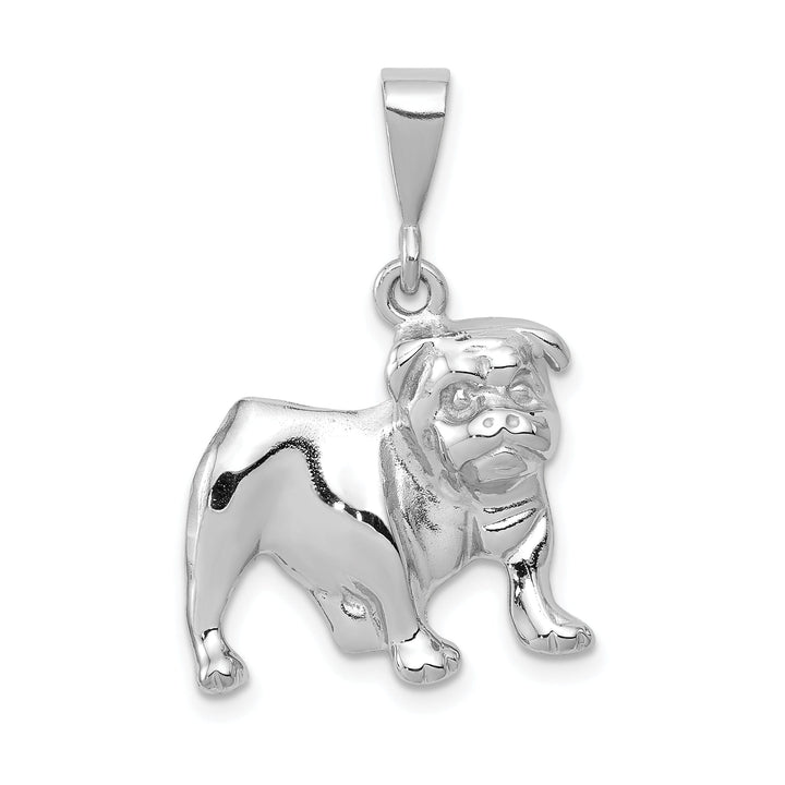 14k White Gold Open Back Polished Finish Mens Bull Dog Charm Pendant