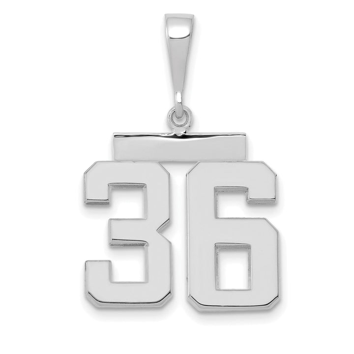 14k White Gold Polished Finish Medium Size Number 36 Charm Pendant