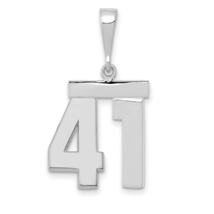 14k White Gold Polished Finish Medium Size Number 41 Charm Pendant