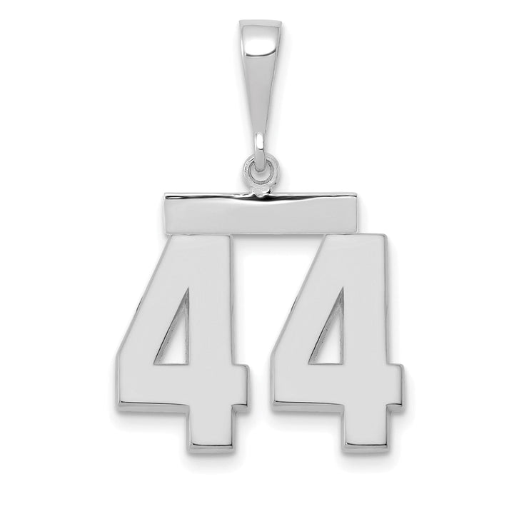 14k White Gold Polished Finish Medium Size Number 44 Charm Pendant