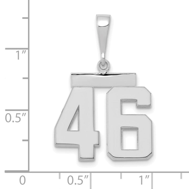 14k White Gold Polished Finish Medium Size Number 46 Charm Pendant