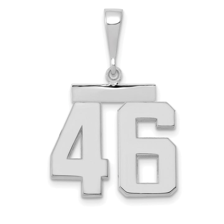 14k White Gold Polished Finish Medium Size Number 46 Charm Pendant