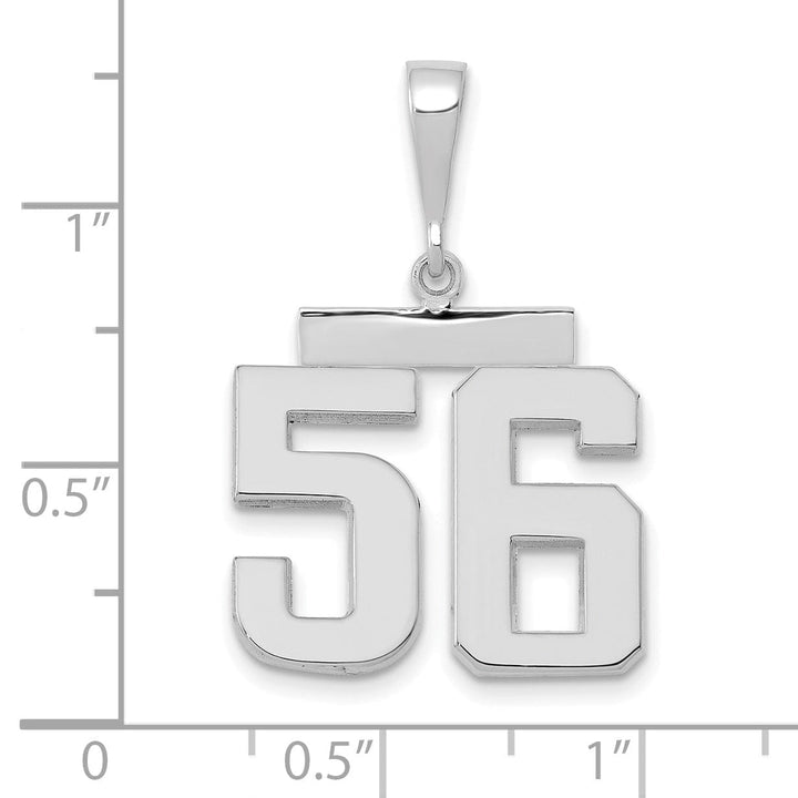 14k White Gold Polished Finish Medium Size Number 56 Charm Pendant