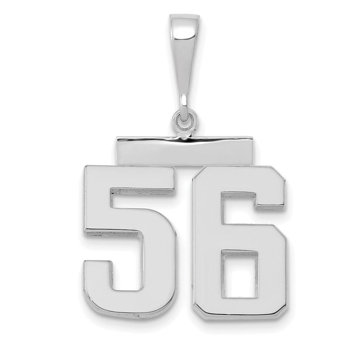 14k White Gold Polished Finish Medium Size Number 56 Charm Pendant