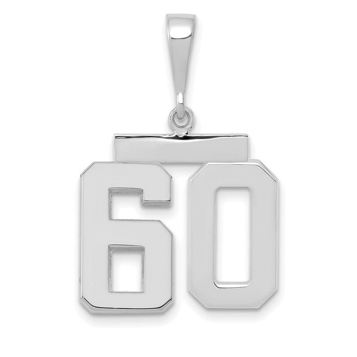 14k White Gold Polished Finish Medium Size Number 60 Charm Pendant