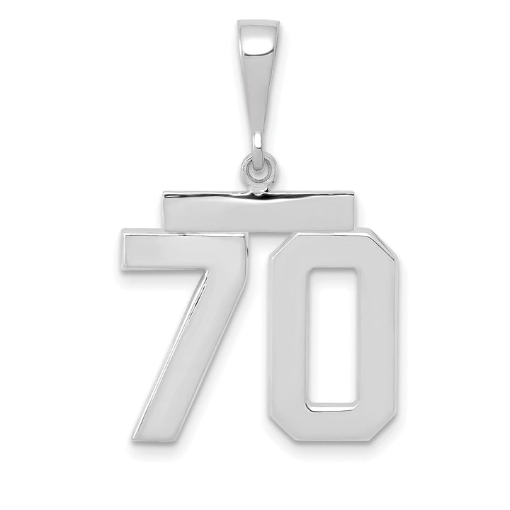 14k White Gold Polished Finish Medium Size Number 70 Charm Pendant