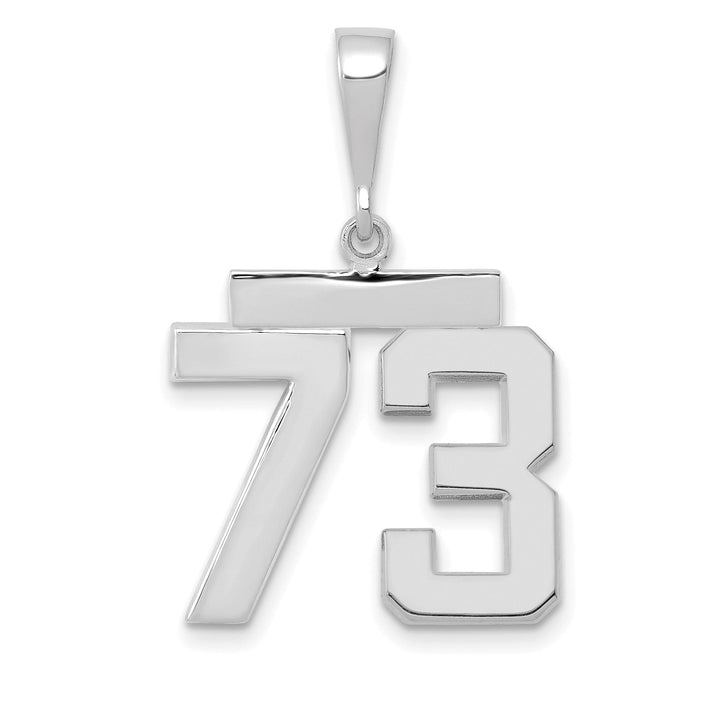 14k White Gold Polished Finish Medium Size Number 73 Charm Pendant