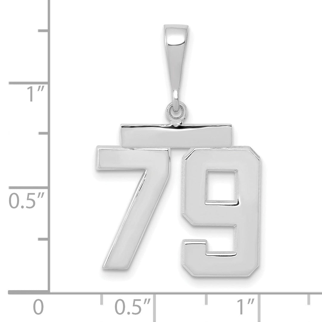 14k White Gold Polished Finish Medium Size Number 79 Charm Pendant