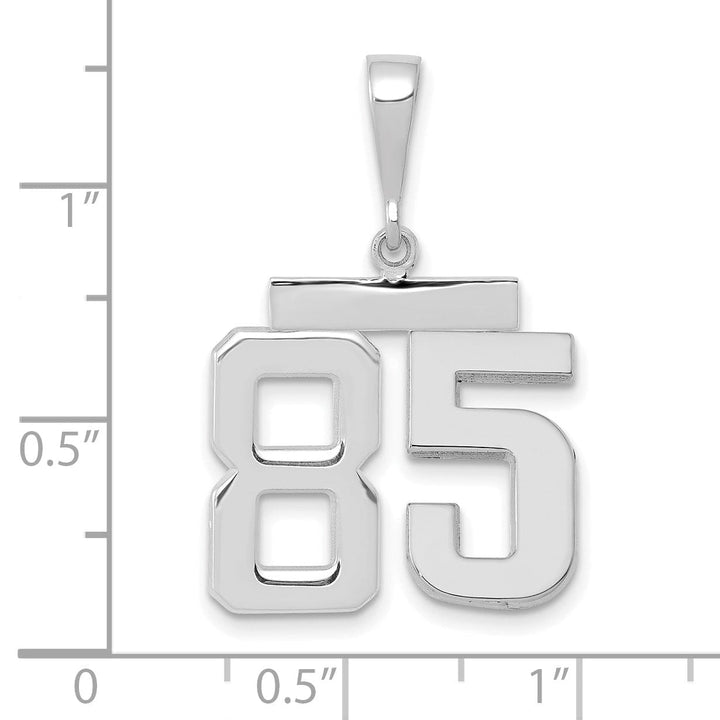 14k White Gold Polished Finish Medium Size Number 85 Charm Pendant