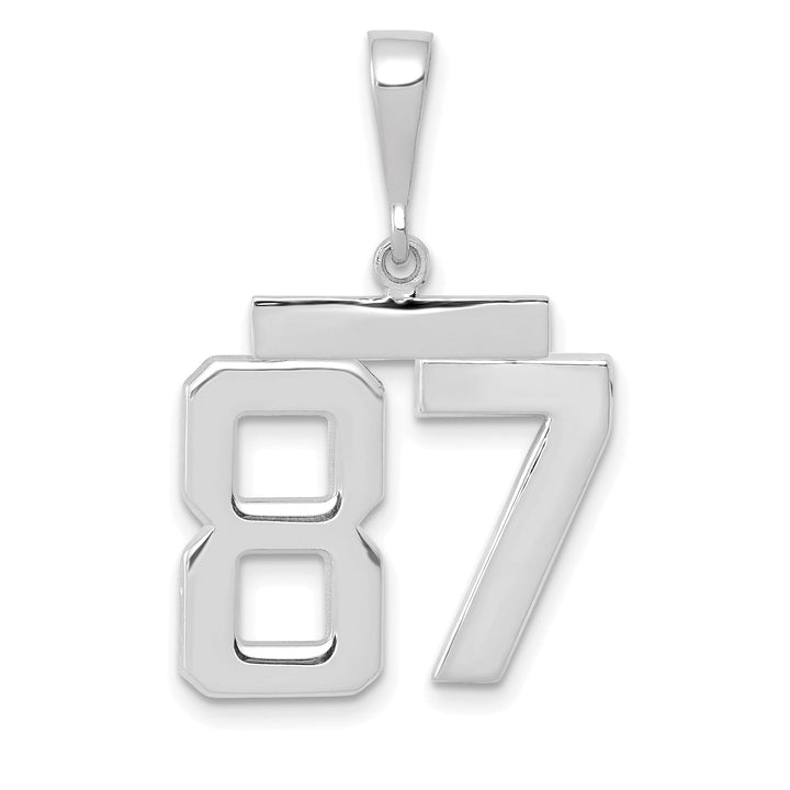 14k White Gold Polished Finish Medium Size Number 87 Charm Pendant