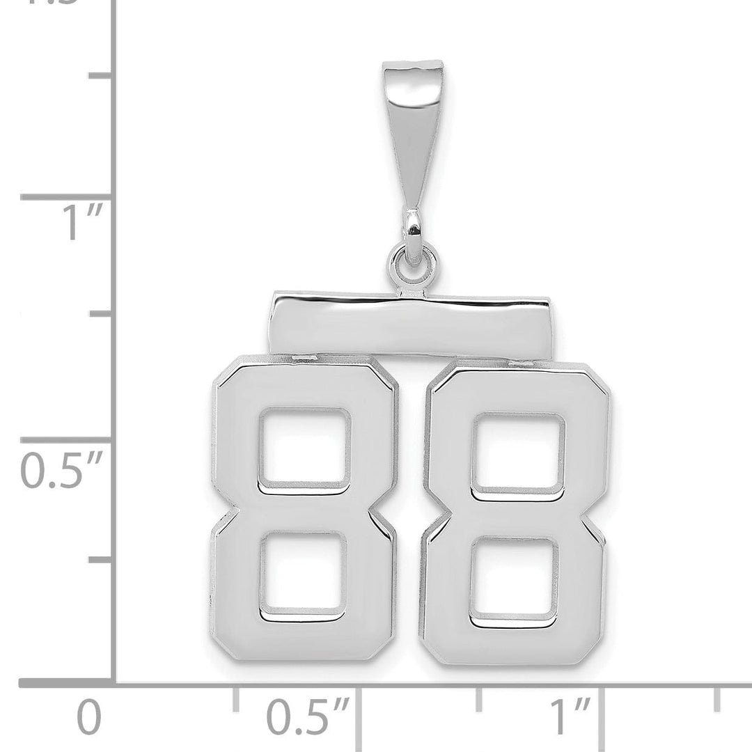 14k White Gold Polished Finish Medium Size Number 88 Charm Pendant