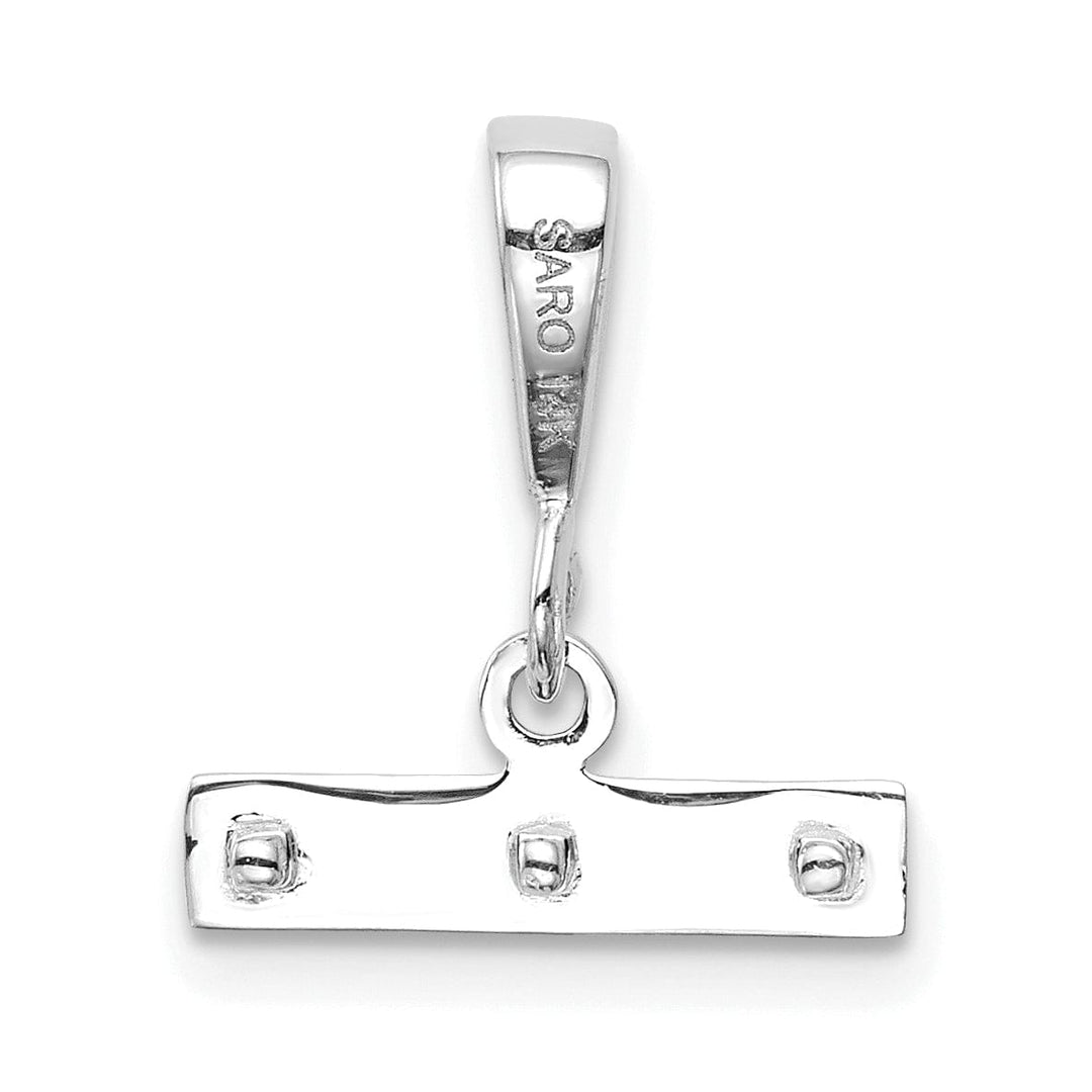 14k White Gold Polished Finish Medium Size Top Bar for Number Charm Pendant