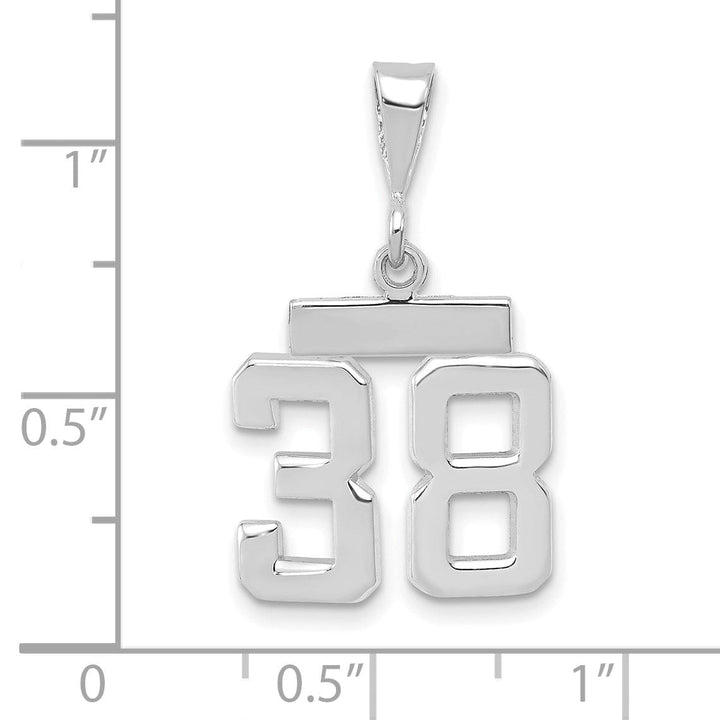 14k White Gold Polished Finish Small Size Number 38 Charm Pendant