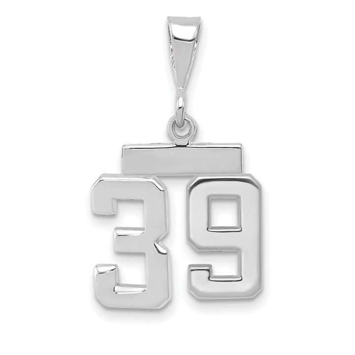 14k White Gold Polished Finish Small Size Number 39 Charm Pendant