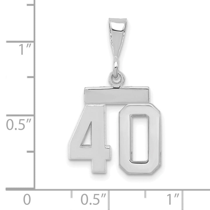 14k White Gold Polished Finish Small Size Number 40 Charm Pendant