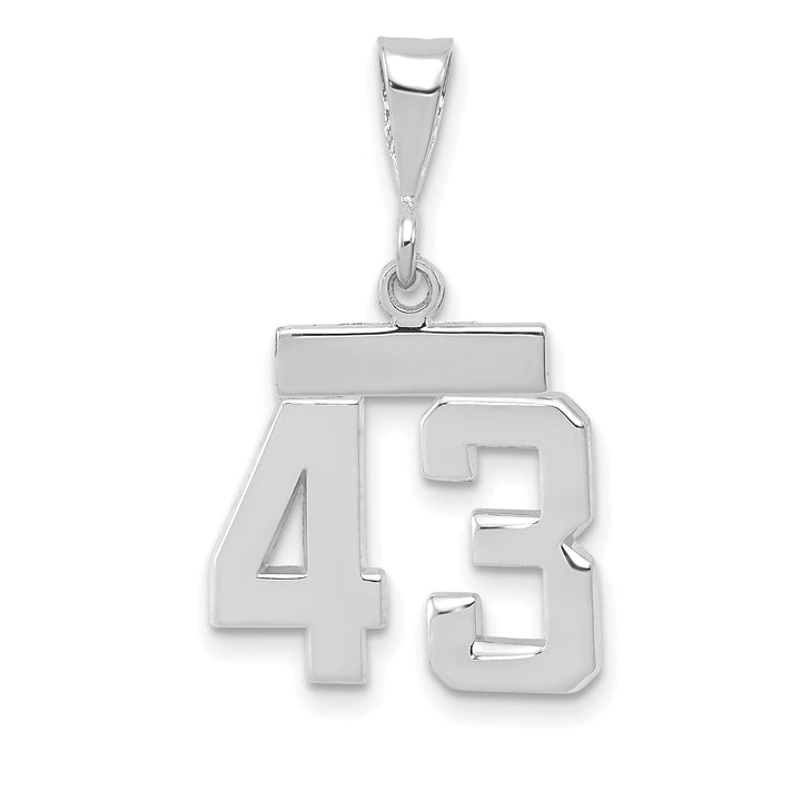 14k White Gold Polished Finish Small Size Number 43 Charm Pendant