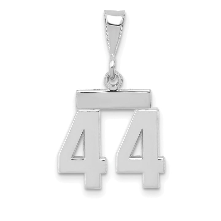 14k White Gold Polished Finish Small Size Number 44 Charm Pendant