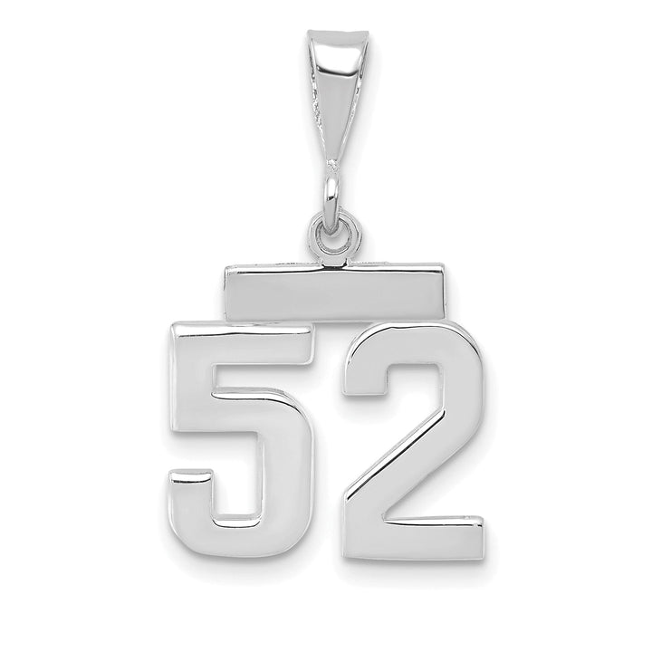 14k White Gold Polished Finish Small Size Number 52 Charm Pendant