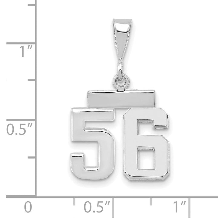 14k White Gold Polished Finish Small Size Number 56 Charm Pendant