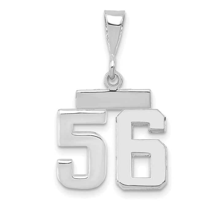 14k White Gold Polished Finish Small Size Number 56 Charm Pendant