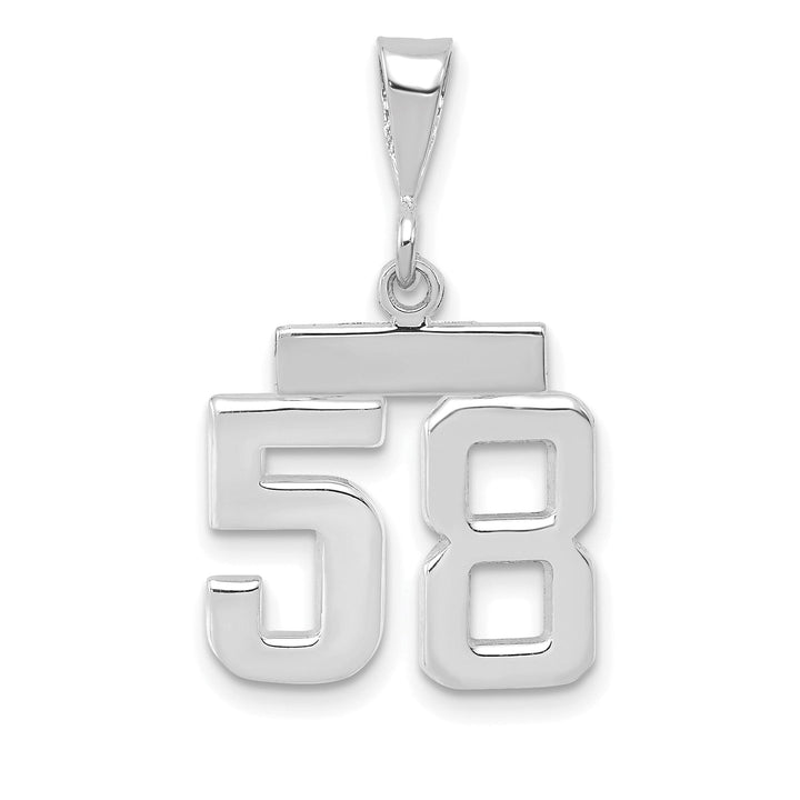 14k White Gold Polished Finish Small Size Number 58 Charm Pendant