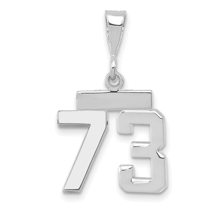 14k White Gold Polished Finish Small Size Number 73 Charm Pendant