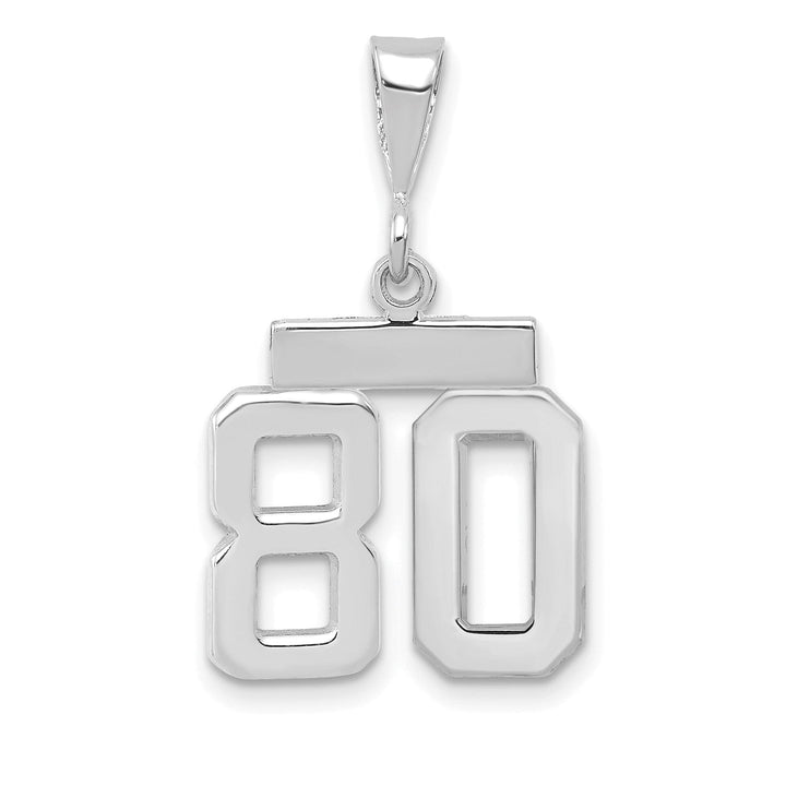 14k White Gold Polished Finish Small Size Number 80 Charm Pendant