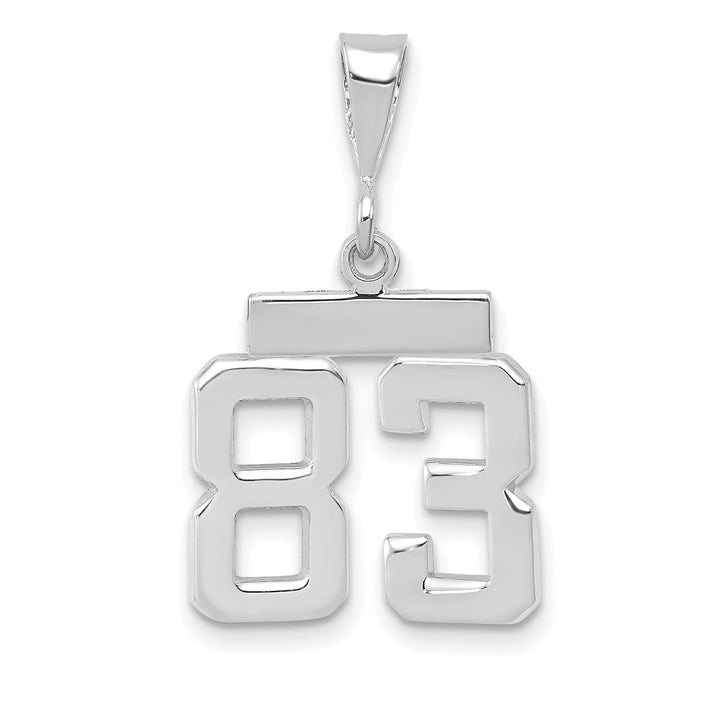 14k White Gold Polished Finish Small Size Number 83 Charm Pendant