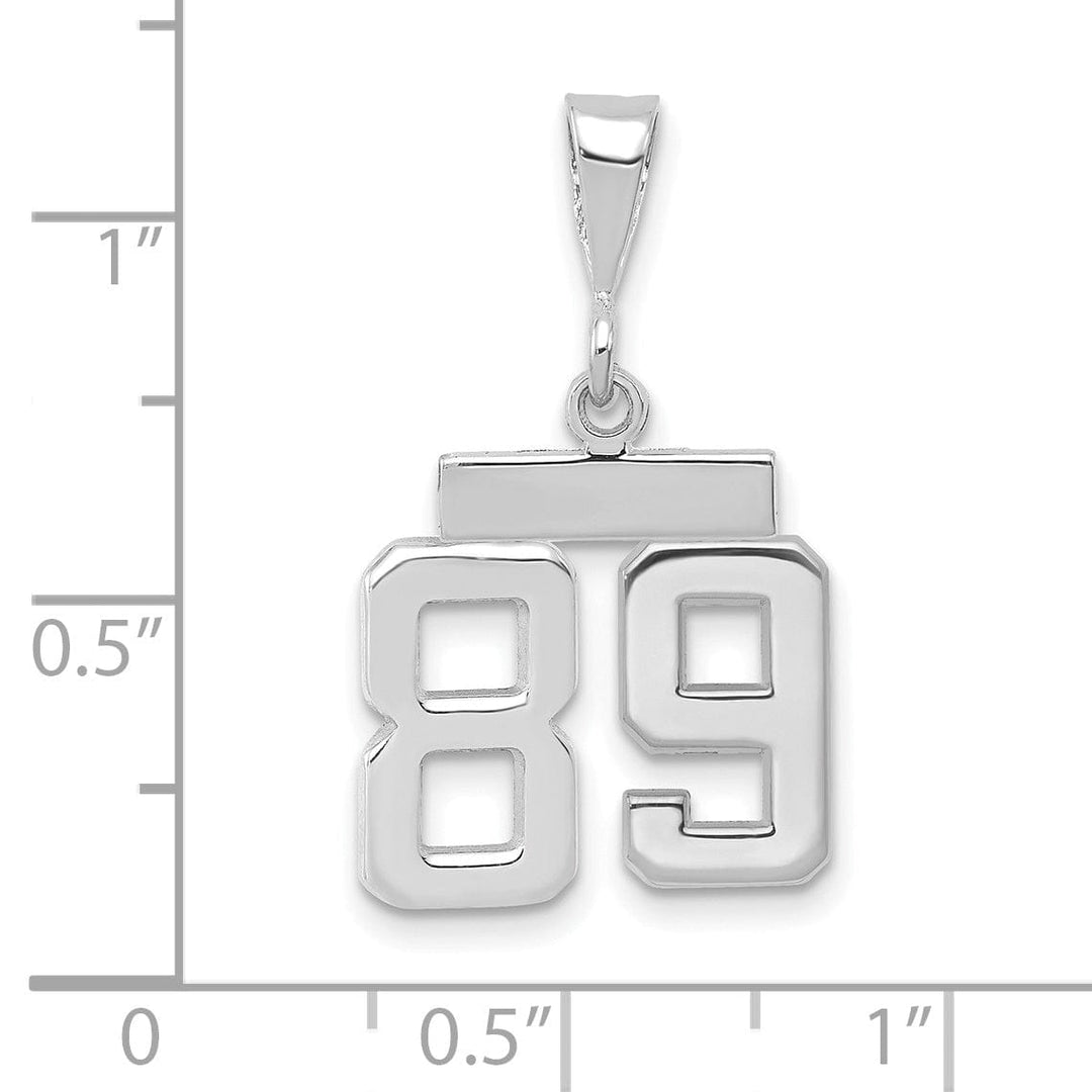 14k White Gold Polished Finish Small Size Number 89 Charm Pendant