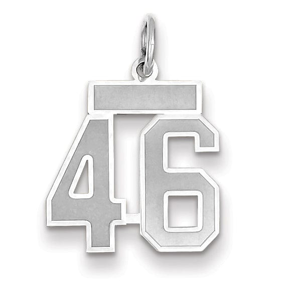 14k White Gold Satin Brush Finish Small Size Number 46 Charm Pendant