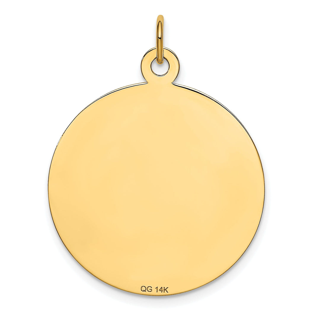 14K Yellow Gold Polished Laser Brush Finish Round Disc Shape HAPPY BIRTHDAY Charm Pendant Design