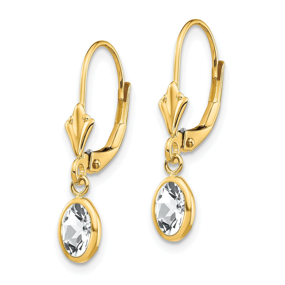 14k Yellow Gold White Zirconia Birthstone Earrings