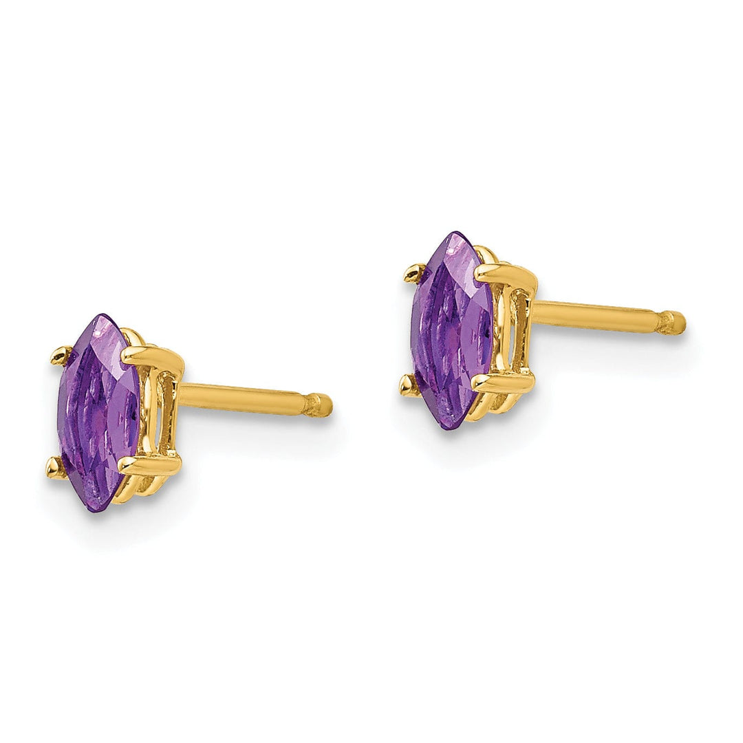 14k Yellow Gold Marquise Amethyst Earring