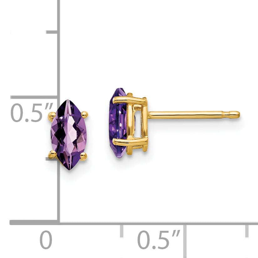 14k Yellow Gold Marquise Amethyst Earring