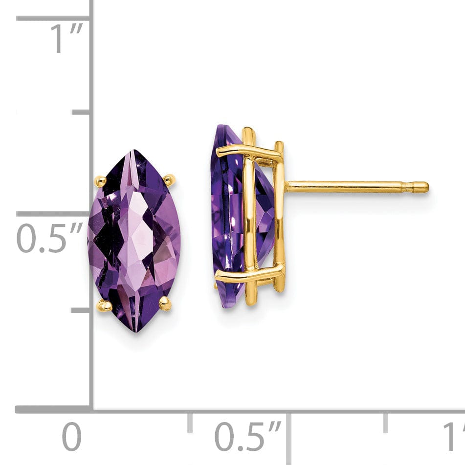 14k Yellow Gold Marquise Amethyst Earring