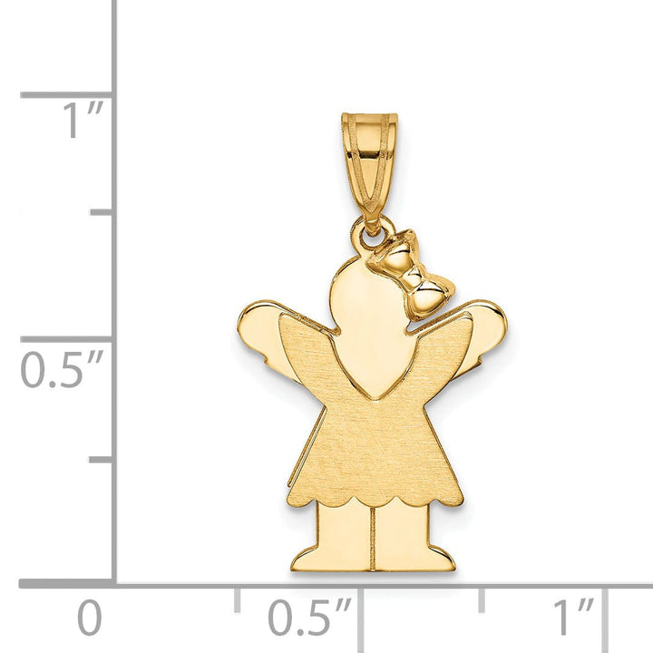 14k Yellow Gold Polished Girl With Bow Love Charm