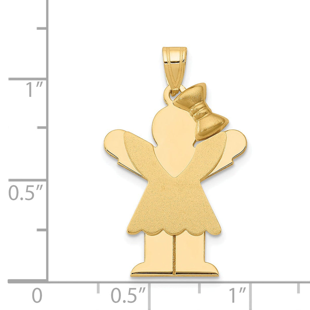 14k Yellow Gold Polished Girl With Bow Love Charm