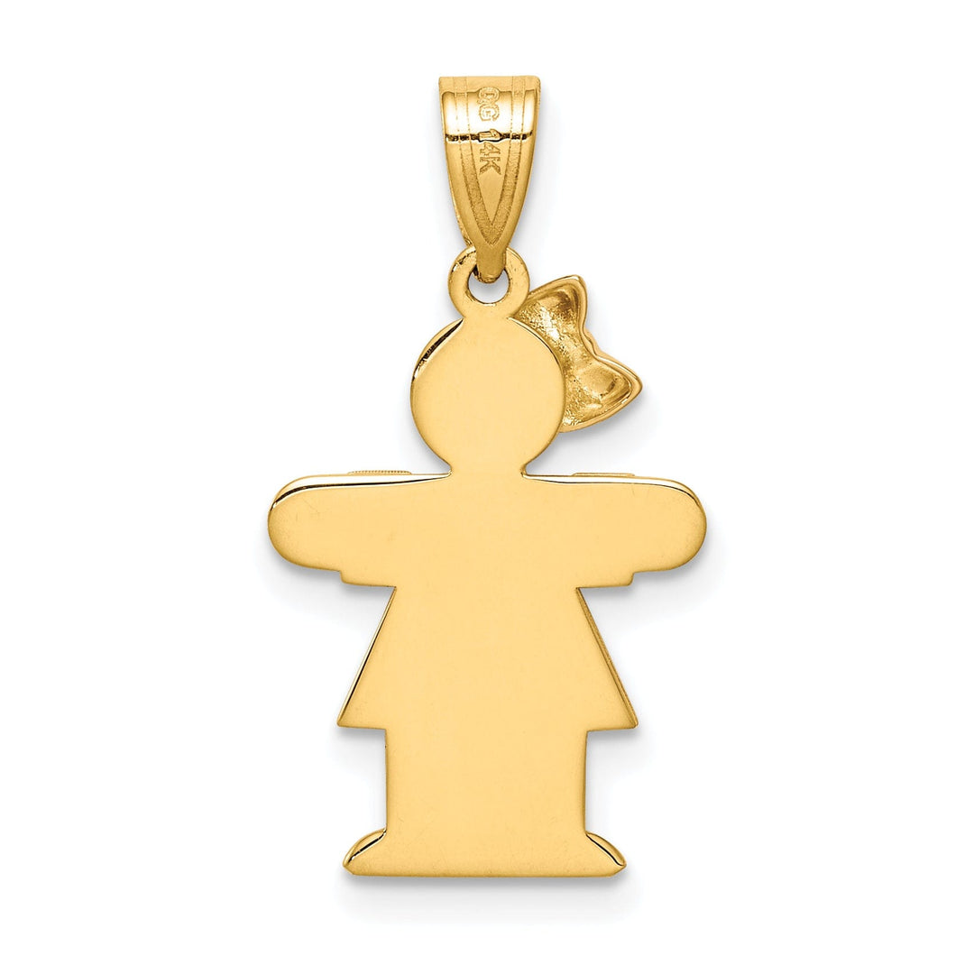 14k Two-tone Diamond Girl With Bow Hugs Pendant