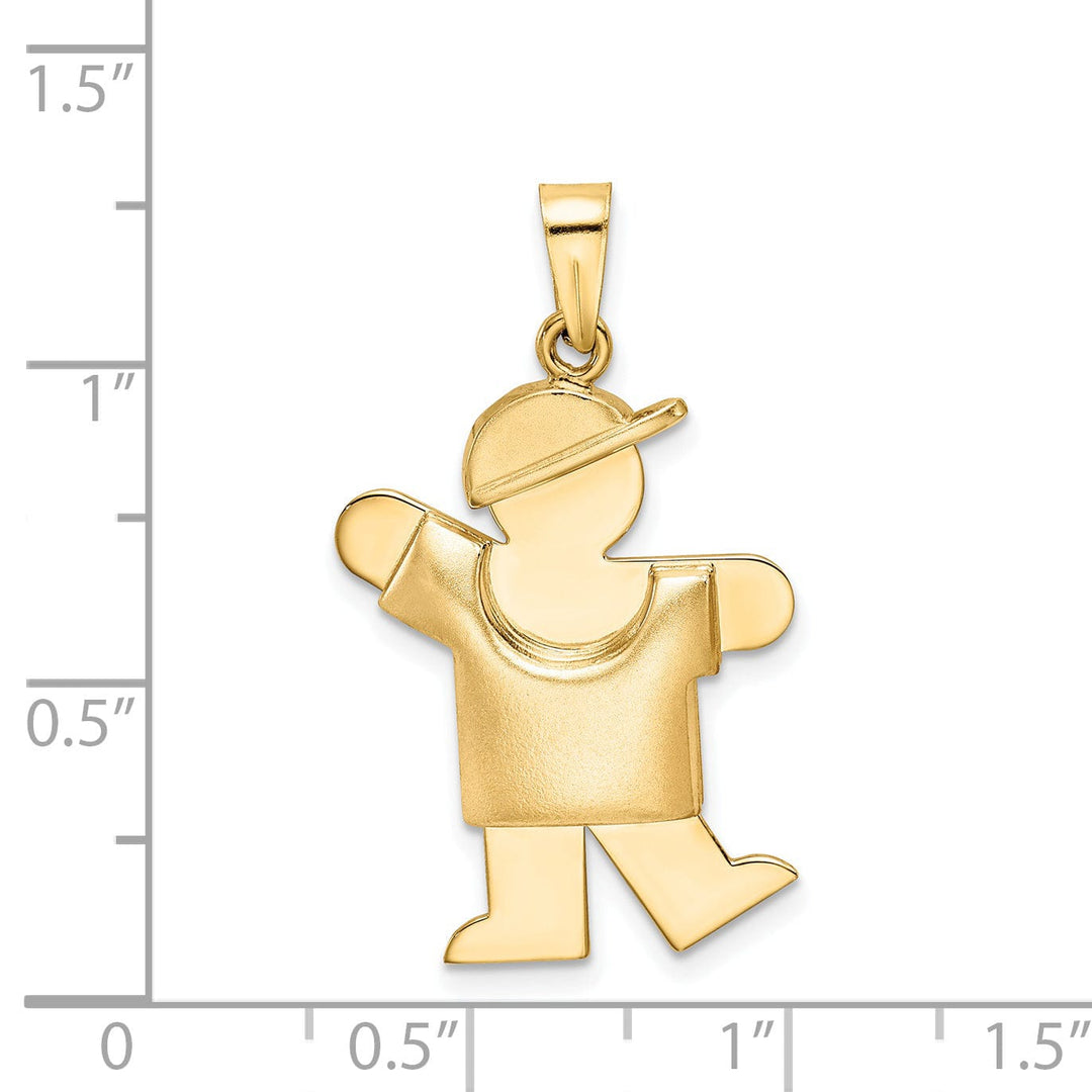 14k Yellow Gold Puffed Boy With Hat Kiss Charm