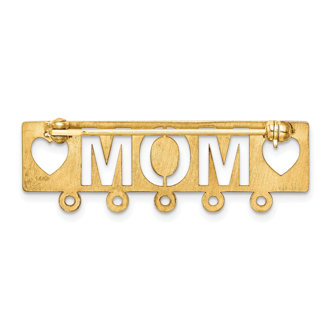 14k Yellow Gold Polished Mom Pin