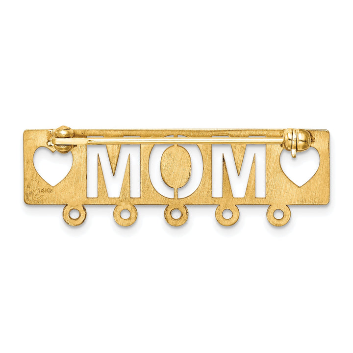 14k Yellow Gold Polished Mom Pin