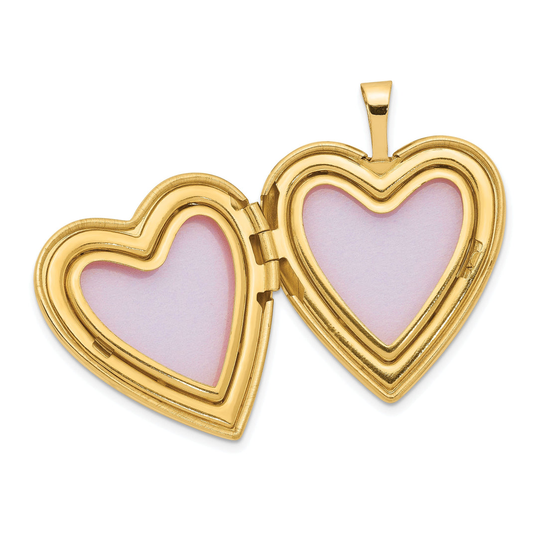 14k Yellow Gold 20MM Swirls With Diamond Heart Loc