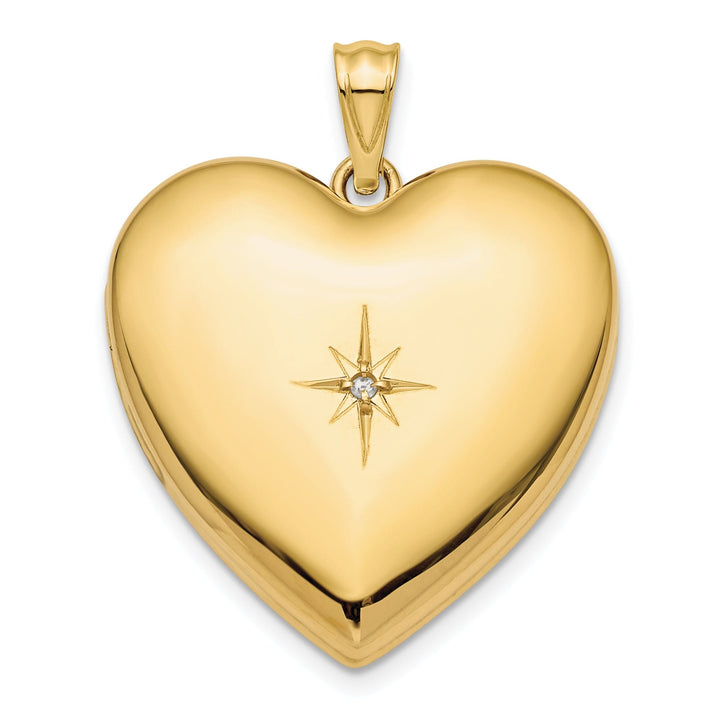 14k Yellow Gold Ash Star Design Heart Locket