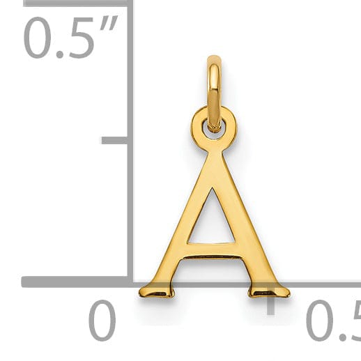 14k Yellow Gold Polished Finish Cut-Out Letter A Initial Design Charm Pendant